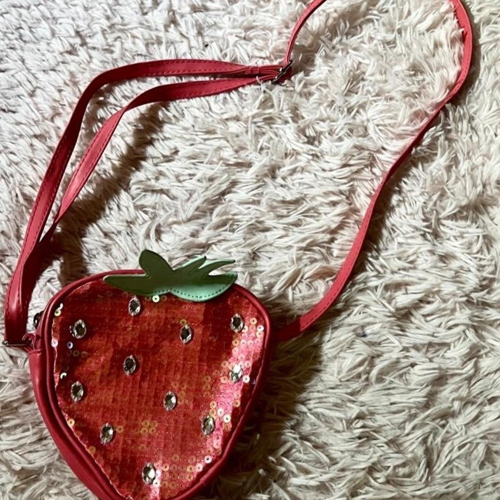 Strawberry‎ Sequin Sparkle Fruity Quirky Kawaii Rave Maximalist Crossbody Bag